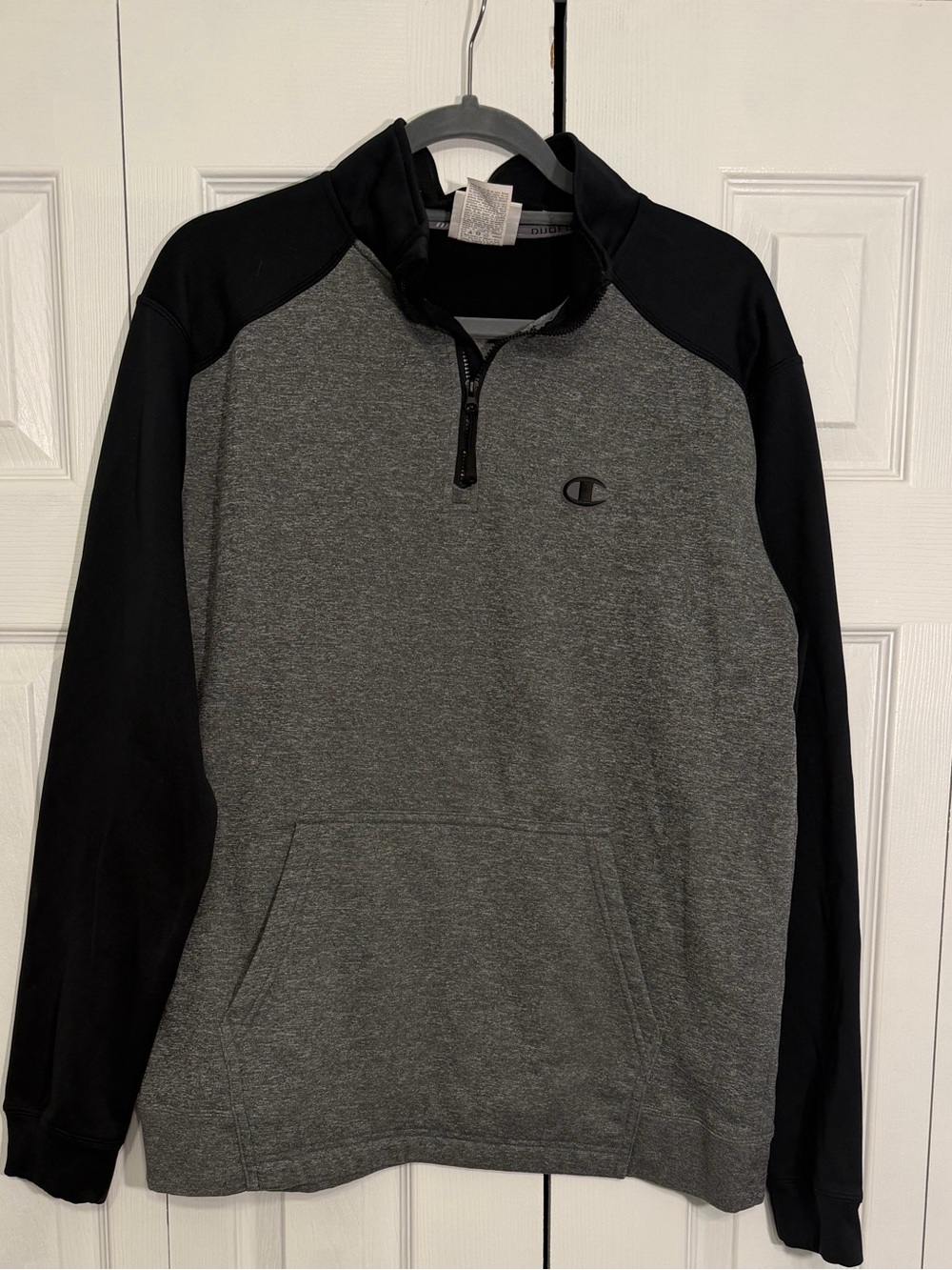 Champion Performance Quarter Zip Pullover L Gray Black